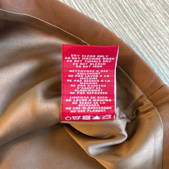 n: Philanthropy Brown Faux Wrap Vegan Leather Shirt Side Zip Midi Skirt Sz Small - Picture 8 of 12